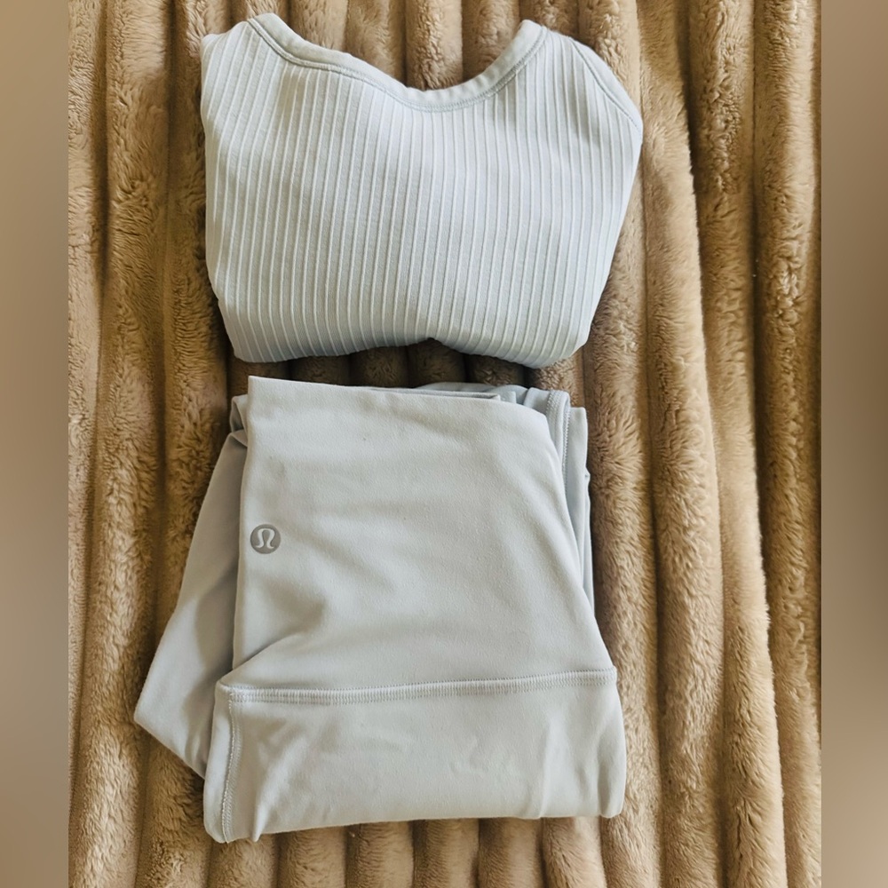 Lululemon tank & legging in serene blue XS Ribbed Tank and Leggings Set